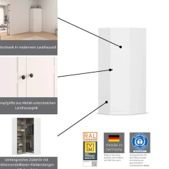 OTTO home Eckkleiderschrank »Mehrzweckschrank Aktenschrank Möbel Mietswohnung Schlafzimmer YLVA« Schenkelmaß: 85x72 cm, Höhe 197 cm,skandinavischer Style mit Rahmenfront und Knopfgriff MADE IN GERMANY