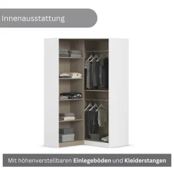OTTO home Eckkleiderschrank »Mehrzweckschrank Aktenschrank Möbel Mietswohnung Schlafzimmer YLVA« Schenkelmaß: 85x72 cm, Höhe 197 cm,skandinavischer Style mit Rahmenfront und Knopfgriff MADE IN GERMANY