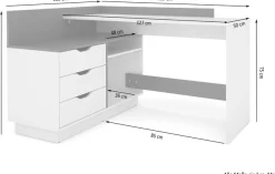 OTTO home Eckschreibtisch »Bexley« mit viel Stauraum, Breite 129 cm, rechts oder links montierbar