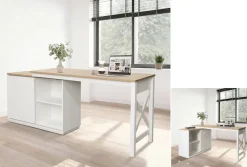 OTTO home Eckschreibtisch »SILBA« mit Schiebetür, Breite: 140 cm, auch als Sideboard nutzbar