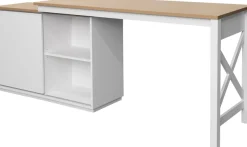OTTO home Eckschreibtisch »SILBA« mit Schiebetür, Breite: 140 cm, auch als Sideboard nutzbar