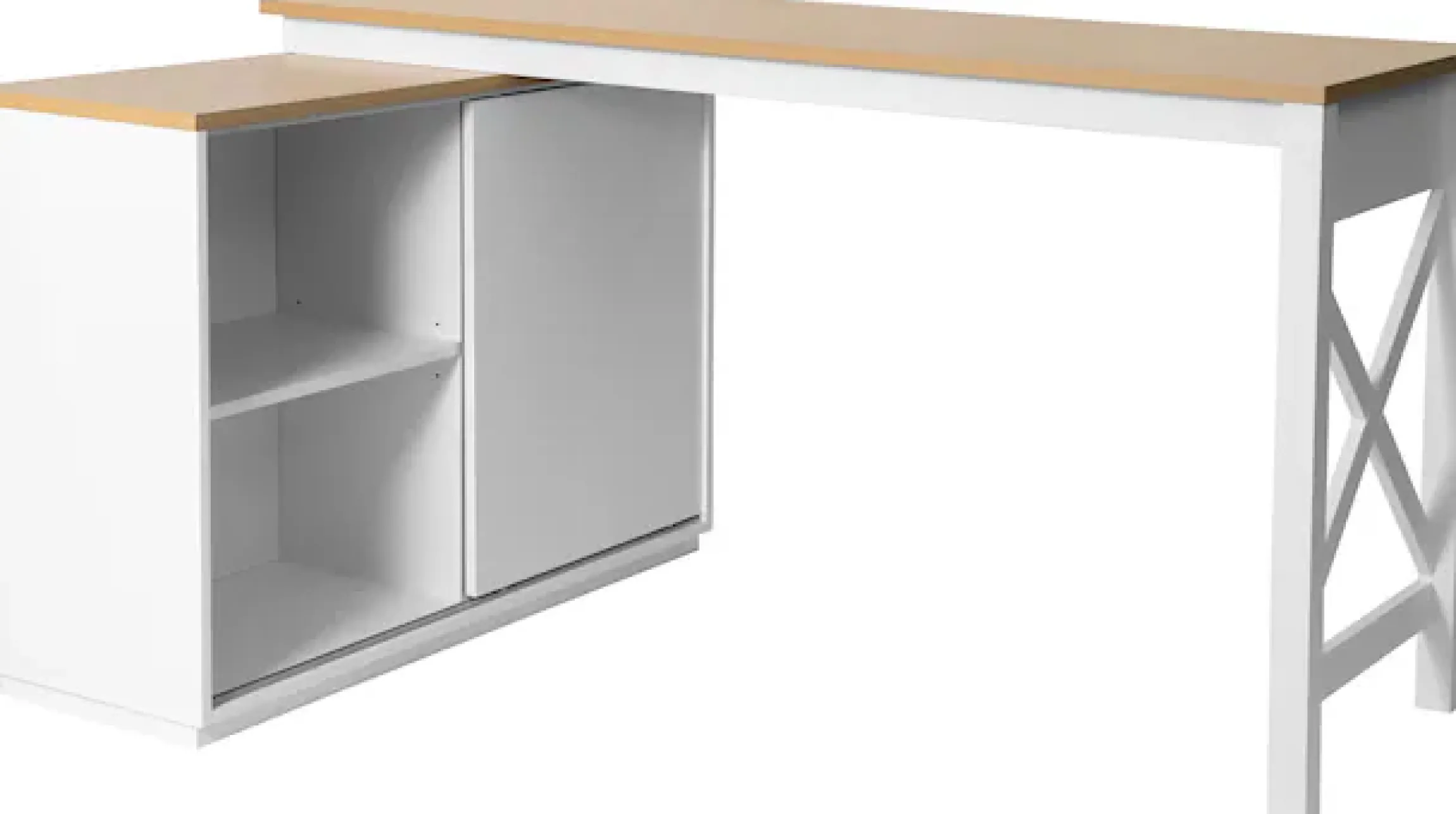 OTTO home Eckschreibtisch »SILBA« mit Schiebetür, Breite: 140 cm, auch als Sideboard nutzbar