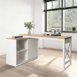 OTTO home Eckschreibtisch »SILBA« mit Schiebetür, Breite: 140 cm, auch als Sideboard nutzbar