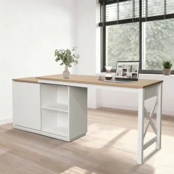 OTTO home Eckschreibtisch »SILBA« mit Schiebetür, Breite: 140 cm, auch als Sideboard nutzbar