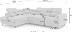 OTTO home Ecksofa »AADEN Schlafsofa 254 cm - OTTO. Verlässliche Qualität.« mit Bettfunktion, Bettkasten, Kopfstützen, rechts/links bestellbar
