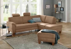 OTTO home Ecksofa »Alta L-Form« mit Federkern und Kontrastnaht, Füße Buche eichefarben