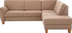 OTTO home Ecksofa »Alta L-Form« mit Federkern und Kontrastnaht, Füße Buche eichefarben