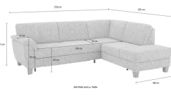 OTTO home Ecksofa »Alta L-Form« mit Federkern und Kontrastnaht, Füße Buche eichefarben