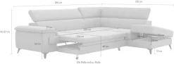OTTO home Ecksofa »Astra L-Form, B: 286 cm« mit Kopfteilverstellung, optional Schlaffunktion & Bettkasten