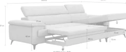 OTTO home Ecksofa »Astra L-Form, B: 300 cm, inkl. Kopfteilverstellung« opt. Schlaffunktion + XL-Bettkasten, LF:222x124cm, Wellenunterfederung