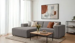 OTTO home Ecksofa »Avelin, 228 cm, L-Form, Chenille, Struktur-Boucle« mit Wellenunterfederung, Kedernaht, bodentief, Skandi-Design