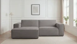 OTTO home Ecksofa »Avelin, 228 cm, L-Form, Chenille, Struktur-Boucle« mit Wellenunterfederung, Kedernaht, bodentief, Skandi-Design
