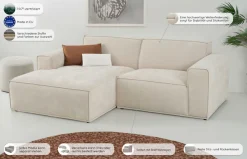 OTTO home Ecksofa »Avelin, 228 cm, L-Form, Chenille, Struktur-Boucle« mit Wellenunterfederung, Kedernaht, bodentief, Skandi-Design