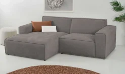 OTTO home Ecksofa »Avelin, 228 cm, L-Form, Chenille, Struktur-Boucle« mit Wellenunterfederung, Kedernaht, bodentief, Skandi-Design