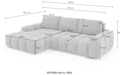 OTTO home Ecksofa »AZITA L-Form, 270 cm - OTTO. Verlässliche Qualität.« wahlweise als Schlafsofa m. Bettkasten, Bubble-Optik