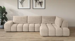 OTTO home Ecksofa »AZITA L-Form, XXL 352 cm Designsofa in Bubble-Opitk« lose Rückenkissen, traumhafte Steppung