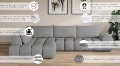 OTTO home Ecksofa »AZITA L-Form, XXL 352 cm Designsofa in Bubble-Opitk« lose Rückenkissen, traumhafte Steppung