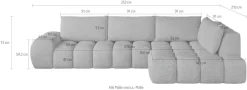 OTTO home Ecksofa »AZITA L-Form, XXL 352 cm Designsofa in Bubble-Opitk« lose Rückenkissen, traumhafte Steppung