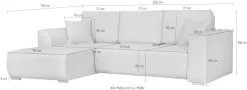 OTTO home Ecksofa »BEATRICE optionale Schlafsofa mit Bettkasten, B/T/H: 265/170/86 cm« L-Form, wahlweise auch mit Bettfunktion und Bettkasten