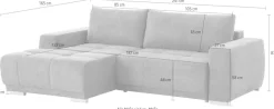 OTTO home Ecksofa »Bolero L-Form, B: 241 cm, bequeme Wellenunterfederung, wahlweise« mit Schlaffunktion und Bettkasten, Liegefläche 187x122cm, Gästebett