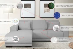 OTTO home Ecksofa »BORNHOLM L-Form, B: 234 cm - OTTO. Verlässliche Qualität.« Recamiere links oder rechts bestellbar, Wellenfederung, inkl. 2 Kissen
