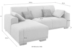 OTTO home Ecksofa »BORNHOLM L-Form, B: 234 cm - OTTO. Verlässliche Qualität.« Recamiere links oder rechts bestellbar, Wellenfederung, inkl. 2 Kissen