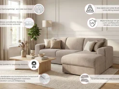 OTTO home Ecksofa »BORNHOLM 2.0 L-Form, Breite 220 cm, Verlässliche Qualität, Struktur« Recamiere links/rechts bestellbar, Bezug - Chenille oder Struktur