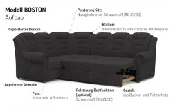 OTTO home Ecksofa »Boston L-Form« mit hoher Rückenlehne, wahlweise mit Schlaffunktion & Stauraum