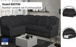 OTTO home Ecksofa »Boston L-Form« mit hoher Rückenlehne, wahlweise mit Schlaffunktion & Stauraum