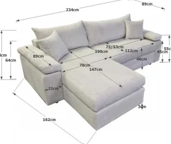 OTTO home Ecksofa »Cosy L-Form, B: 234 cm, Sitzaufbau im Sandwich-Federkern« 2 Zierkissen, Mega-Sofa, Cord oder Struktur weich, Kaltschaumauflage