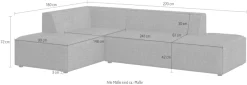 OTTO home Ecksofa »Ecksofa Cavan mit Ottomane links oder rechts bestellbar« L-Form mit Wellenunterfederung, Maße B/T/H: 270/180/72 cm