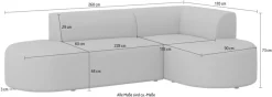 OTTO home Ecksofa »Ecksofa Tvinne mit Ottomane links oder rechts bestellbar« L-Form, mit Wellenunterfederung, BxTxH 260x170x73 cm