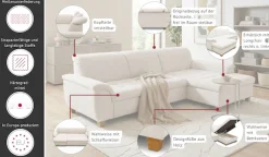 OTTO home Ecksofa »Eggery 279 x 162 cm, auch mit Schlaffunktion & Bettkasten, Holzfüße« L-Form, aus pflegeleichtem Luxus-Microfaser