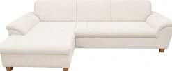 OTTO home Ecksofa »Eggery 279 x 170 cm, auch mit Schlaffunktion & Bettkasten, Holzfüße« Kopfteile verstellbar, L-Form, aus pflegeleichtem Luxus-Microfaser