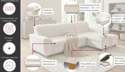 OTTO home Ecksofa »Eggery 279 x 170 cm, auch mit Schlaffunktion & Bettkasten, Holzfüße« Kopfteile verstellbar, L-Form, aus pflegeleichtem Luxus-Microfaser