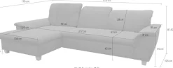 OTTO home Ecksofa »Eggery 279 x 170 cm, auch mit Schlaffunktion & Bettkasten, Holzfüße« Kopfteile verstellbar, L-Form, aus pflegeleichtem Luxus-Microfaser