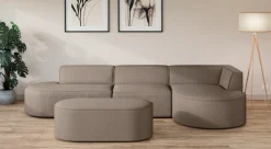 OTTO home Ecksofa »EIVIND Designer Sofa mit Ottomane rechts/links, B/T/H: 343/159/72 cm« L-Form mit Wellenunterfederung, auch in Feincord und Bouclé