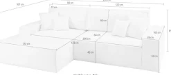 OTTO home Ecksofa »FINNLEY Bouclé, L-Form 257 cm, Schlafsofa« mit Bettkasten, in Bouclé, Struktur fein und Mega Cord