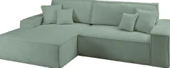 OTTO home Ecksofa »FINNLEY Bouclé, L-Form 257 cm, Schlafsofa« mit Bettkasten, in Bouclé, Struktur fein und Mega Cord