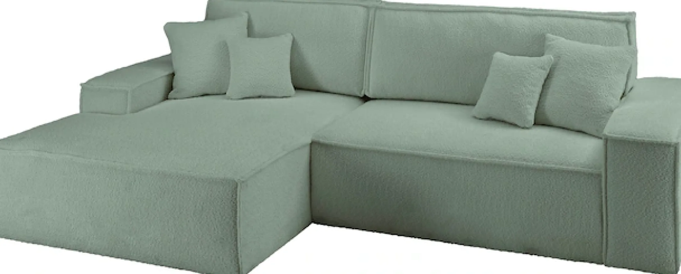 OTTO home Ecksofa »FINNLEY Bouclé, L-Form 257 cm, Schlafsofa« mit Bettkasten, in Bouclé, Struktur fein und Mega Cord