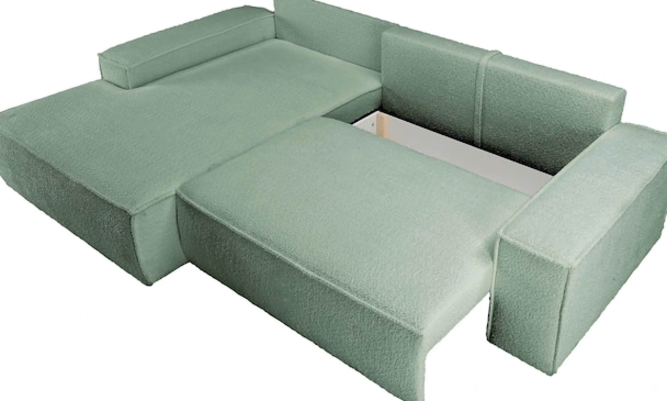 OTTO home Ecksofa »FINNLEY Bouclé, L-Form 257 cm, Schlafsofa« mit Bettkasten, in Bouclé, Struktur fein und Mega Cord