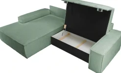 OTTO home Ecksofa »FINNLEY Bouclé, L-Form 257 cm, Schlafsofa« mit Bettkasten, in Bouclé, Struktur fein und Mega Cord