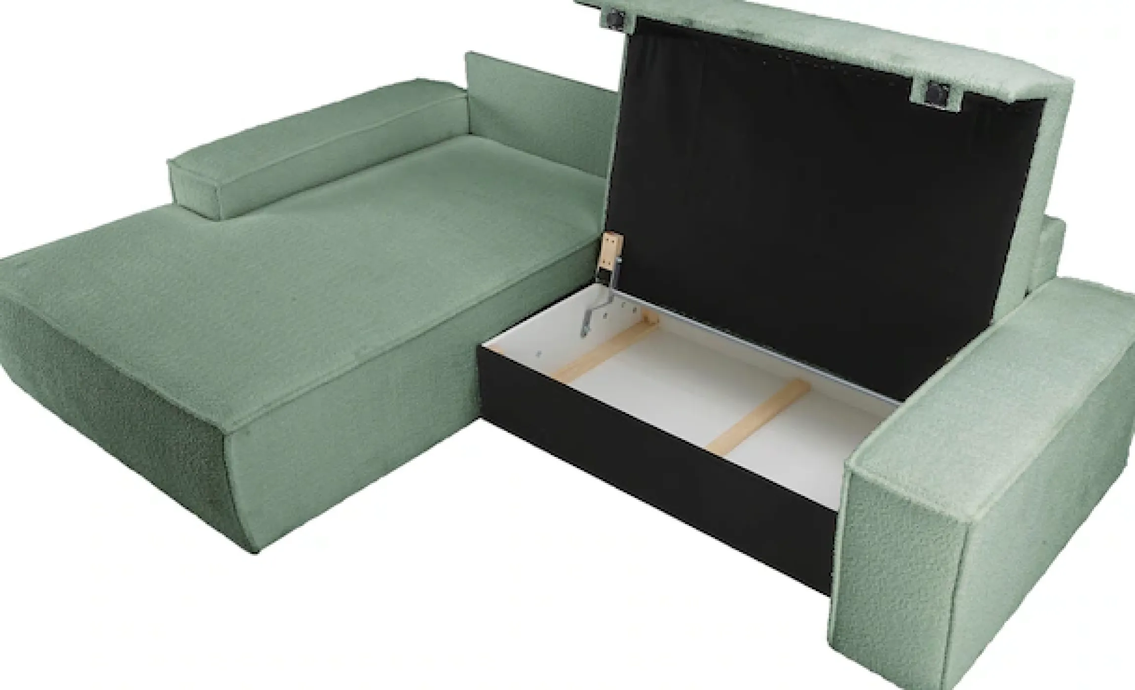 OTTO home Ecksofa »FINNLEY Bouclé, L-Form 257 cm, Schlafsofa« mit Bettkasten, in Bouclé, Struktur fein und Mega Cord