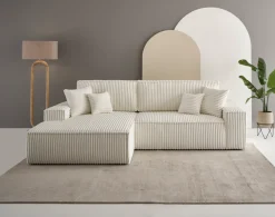 OTTO home Ecksofa »FINNLEY Cord, L-Form 257 cm, Schlafsofa« mit Bettkasten, in Bouclé, Struktur fein und Mega Cord