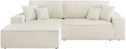 OTTO home Ecksofa »FINNLEY Cord, L-Form 257 cm, Schlafsofa« mit Bettkasten, in Bouclé, Struktur fein und Mega Cord