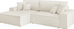 OTTO home Ecksofa »FINNLEY Cord, L-Form 257 cm, Schlafsofa« mit Bettkasten, in Bouclé, Struktur fein und Mega Cord
