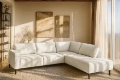 OTTO home Ecksofa »Fumone, Lederoptik oder Soft-Touch Chenille« Breite 260, mit schwarzen Massivholzfüßen