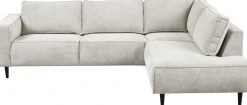 OTTO home Ecksofa »Fumone, Lederoptik oder Soft-Touch Chenille« Breite 260, mit schwarzen Massivholzfüßen