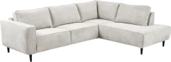 OTTO home Ecksofa »Fumone, Lederoptik oder Soft-Touch Chenille« Breite 260, mit schwarzen Massivholzfüßen