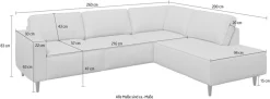 OTTO home Ecksofa »Fumone, Lederoptik oder Soft-Touch Chenille« Breite 260, mit schwarzen Massivholzfüßen